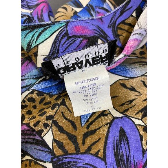 Vintage 1X Floral & Animal Print Wrap Skirt & Top Set Eighties Jungle Wild Fun - Picture 11 of 11